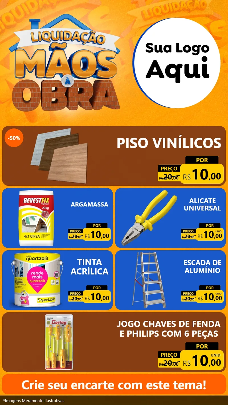 Modelo de TV para TV Vertical com o tema Liquidação Mãos à Obra para Material para Construção