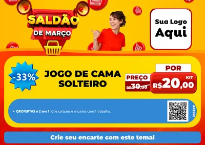 Modelo de Cartaz para Cartaz A4 Horizontal com o tema Saldão de Março para Cama, Mesa e Banho