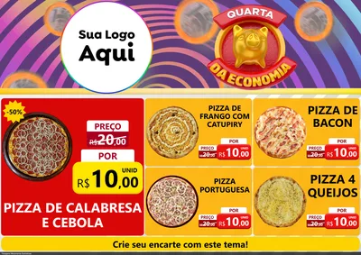 Modelo de Encarte para Encarte A4 Horizontal com o tema Quarta da Economia para Pizzaria