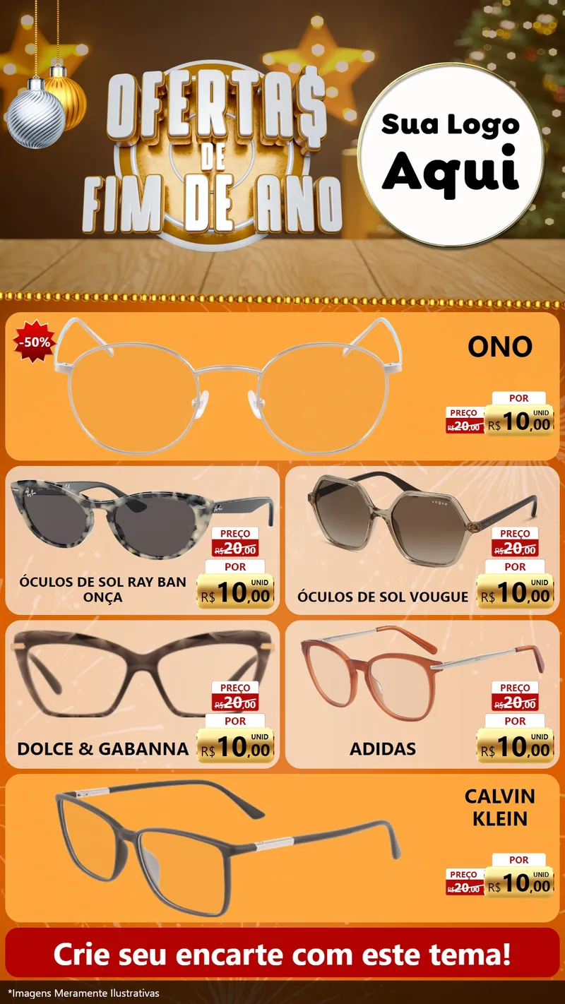 Modelo de TV para TV Vertical com o tema Ofertas de Fim de Ano para Óticas
