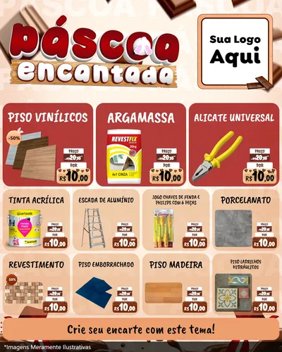 Modelo de Rede Social para Feed Instagram com o tema Páscoa Encantada para Material para Construção