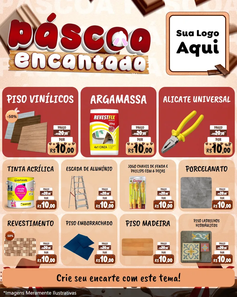 Modelo de Rede Social para Feed Instagram com o tema Páscoa Encantada para Material para Construção