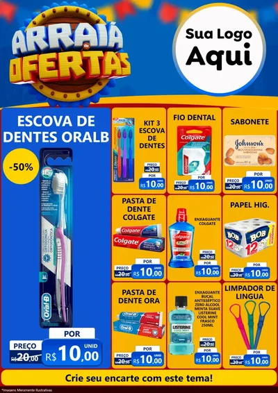 Modelo de Encarte para Encarte A4 Vertical com o tema Arraiá de Ofertas - Junina para Higiene Pessoal