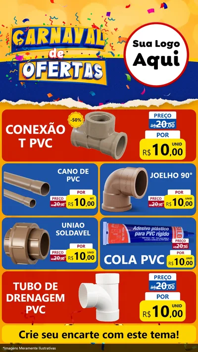 Modelo de TV para TV Vertical com o tema Carnaval de Ofertas para Tubos e conexões