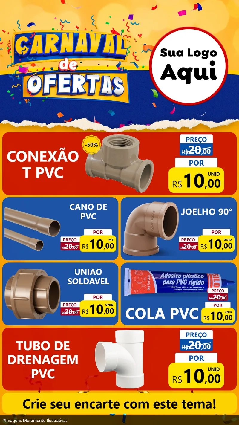 Modelo de TV para TV Vertical com o tema Carnaval de Ofertas para Tubos e conexões