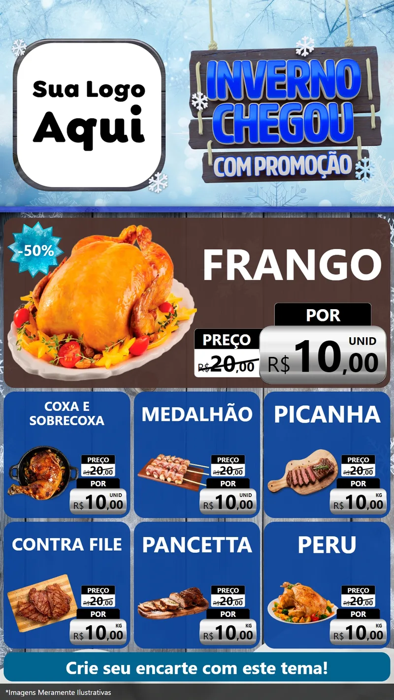 Modelo de Rede Social para Stories com o tema Inverno Chegou Com Promoção para Assados