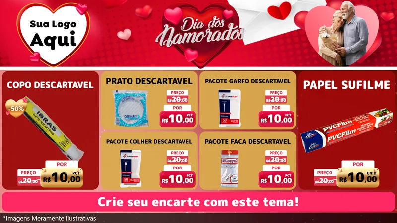 Modelo de TV para TV Horizontal com o tema Dia Dos Namorados para Embalagens