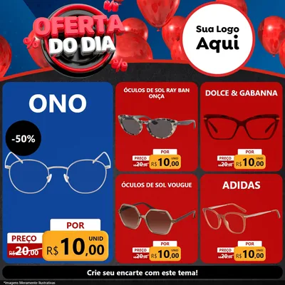 Modelo de Rede Social para Feed Facebook com o tema Oferta do Dia para Óticas