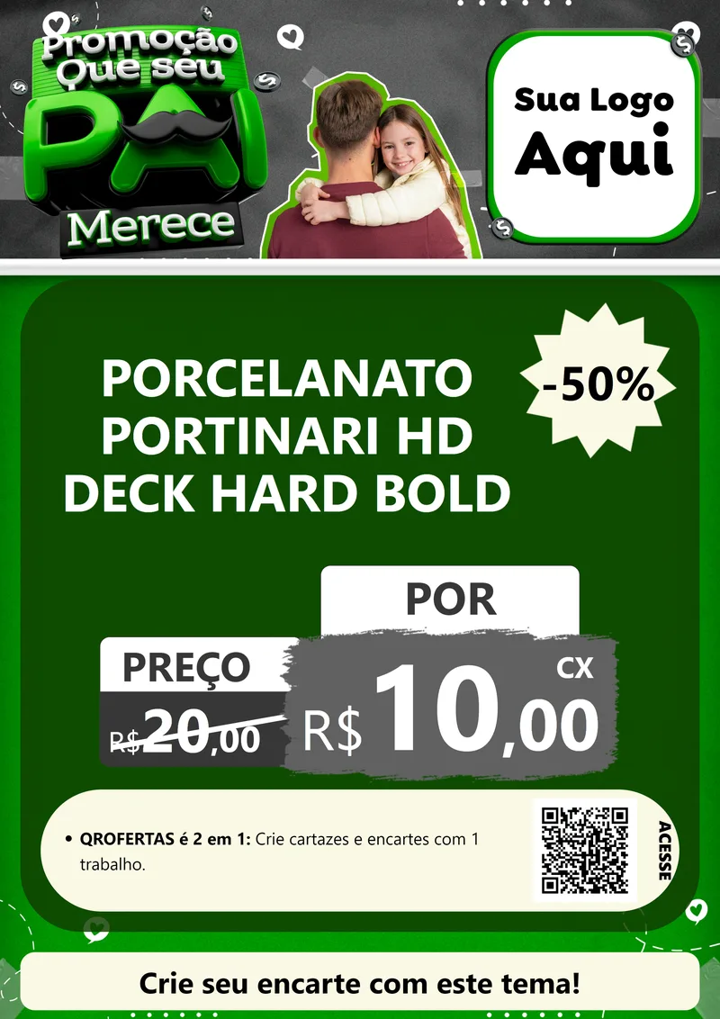 Modelo de Cartaz para Cartaz A4 Vertical com o tema Promoção Que seu Pai Merece para Pisos e revestimentos