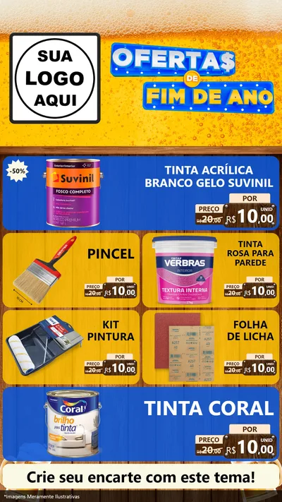 Modelo de TV para TV Vertical com o tema Ofertas de Fim de Ano para Tintas e Ferramentas