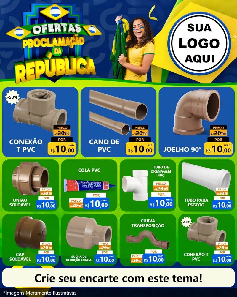Modelo de Rede Social para Feed Instagram com o tema Ofertas Proclamação da República para Tubos e conexões