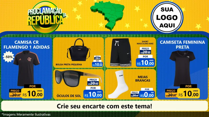 Modelo de TV para TV Horizontal com o tema Proclamação da República para Roupas e acessórios