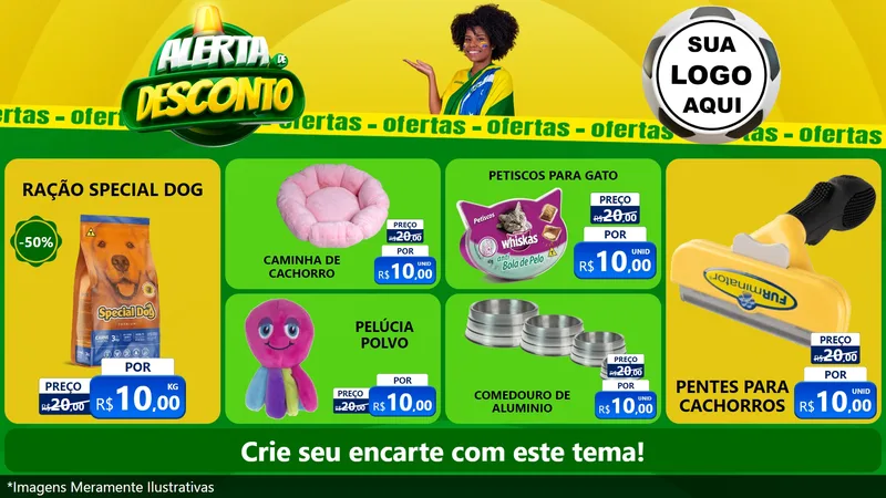 Modelo de TV para TV Horizontal com o tema Alerta de Desconto para Pet Shop
