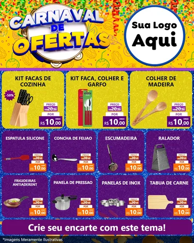 Modelo de Rede Social para Feed Instagram com o tema Carnaval de Ofertas para Utilidades Domésticas