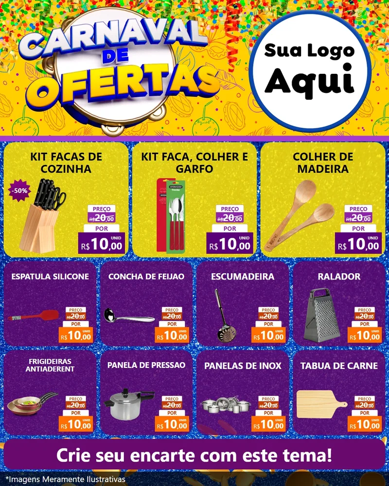 Modelo de Rede Social para Feed Instagram com o tema Carnaval de Ofertas para Utilidades Domésticas