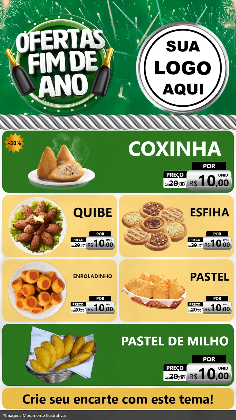 Modelo de TV para TV Vertical com o tema Ofertas Fim de Ano para Salgadaria