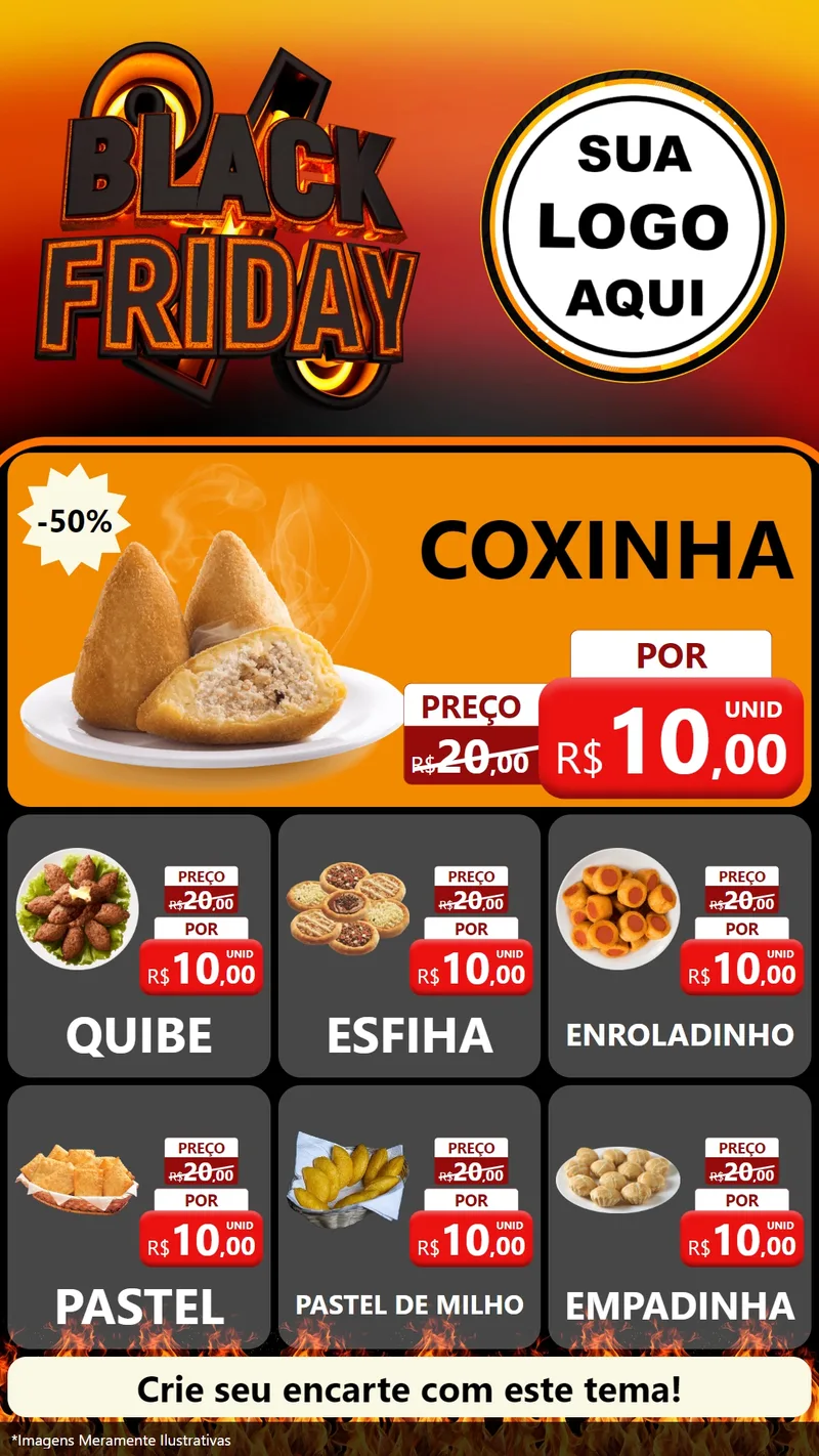 Modelo de Rede Social para Stories com o tema Black Friday para Salgadaria
