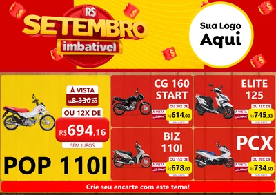 Modelo de Encarte para Encarte A4 Horizontal com o tema Setembro Imbatível para Concessionaria de Motos