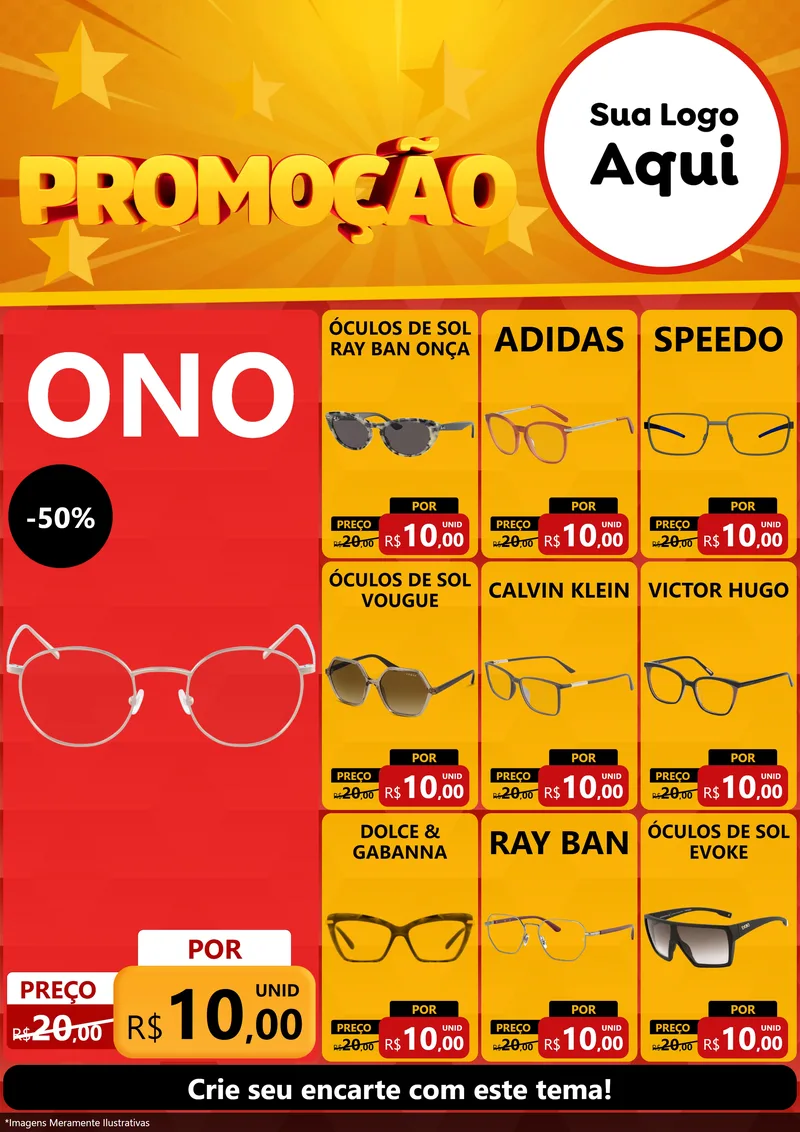 Modelo de Encarte para Encarte A4 Vertical com o tema Promoção para Óticas