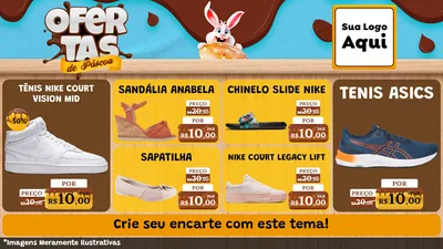 Modelo de TV para TV Horizontal com o tema Ofertas de Páscoa para Calçados