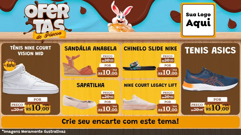 Modelo de TV para TV Horizontal com o tema Ofertas de Páscoa para Calçados