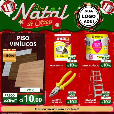 Modelo de Rede Social para Feed Facebook com o tema Um Natal de Ofertas para Material para Construção