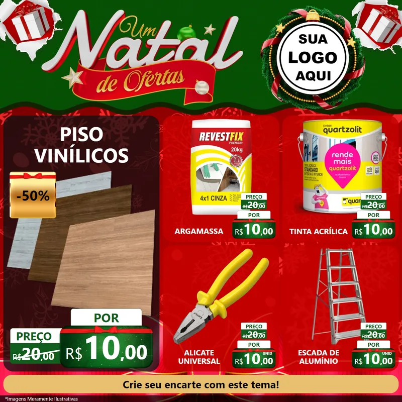 Modelo de Rede Social para Feed Facebook com o tema Um Natal de Ofertas para Material para Construção