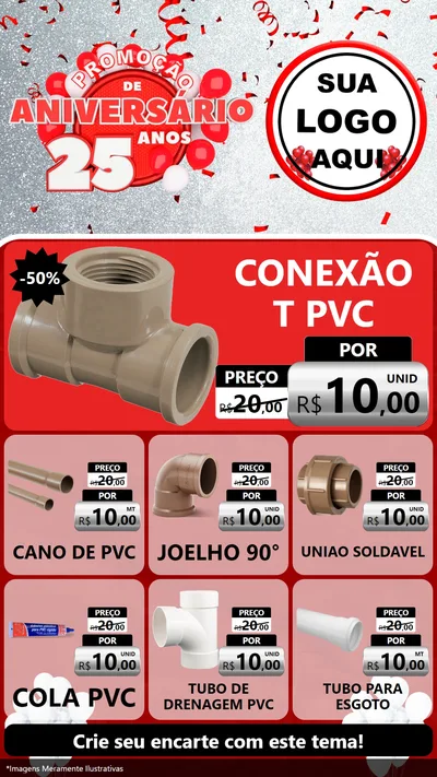 Modelo de Rede Social para Stories com o tema Promoção de Aniversário - 25Anos para Tubos e conexões