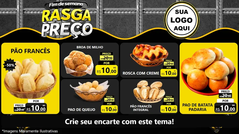 Modelo de TV para TV Horizontal com o tema Fim de Semana Rasga Preço para Padaria