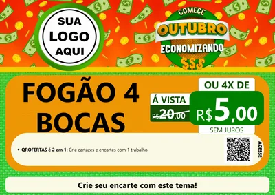 Modelo de Cartaz para Cartaz A4 Horizontal com o tema Comece Outubro Economizando para Móveis e Eletro