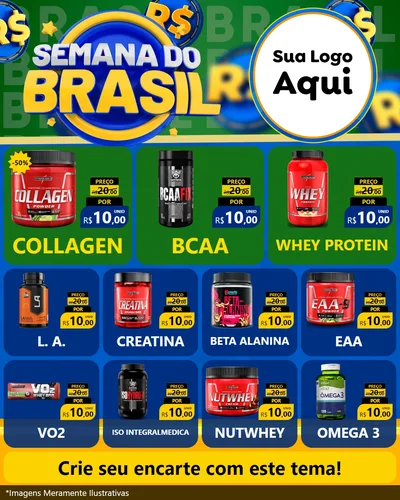 Modelo de Rede Social para Feed Instagram com o tema Semana Do Brasil para Suplementos alimentares