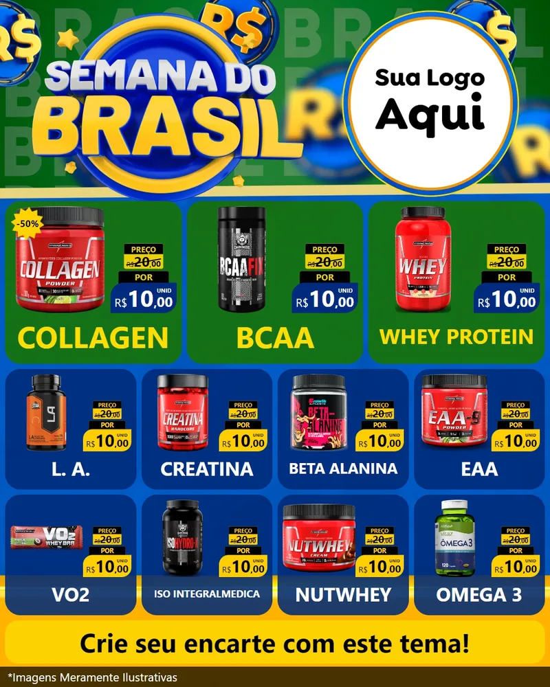 Modelo de Rede Social para Feed Instagram com o tema Semana Do Brasil para Suplementos alimentares