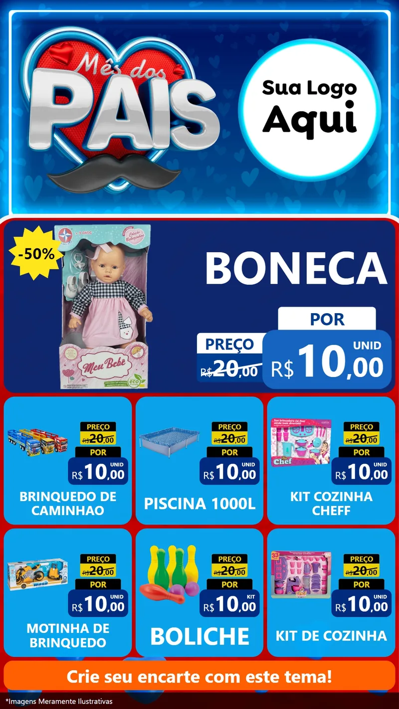 Modelo de Rede Social para Stories com o tema Mês Dos Pais para Brinquedos