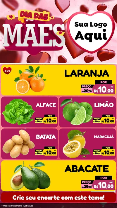 Modelo de TV para TV Vertical com o tema Dia Das Mães para Hortifrúti