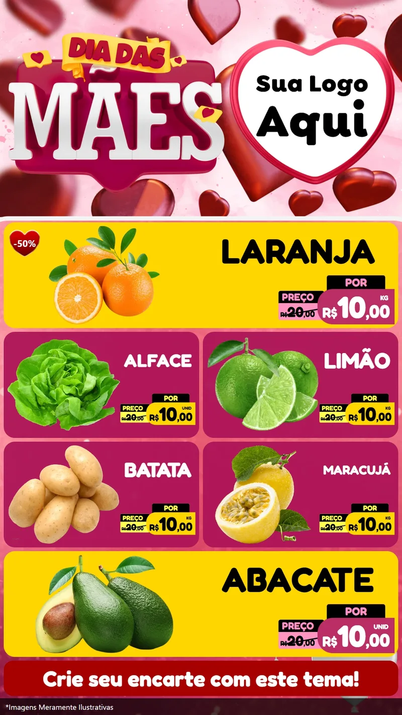 Modelo de TV para TV Vertical com o tema Dia Das Mães para Hortifrúti