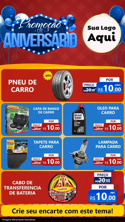 Modelo de TV para TV Vertical com o tema Promoção de Aniversário para Auto peças