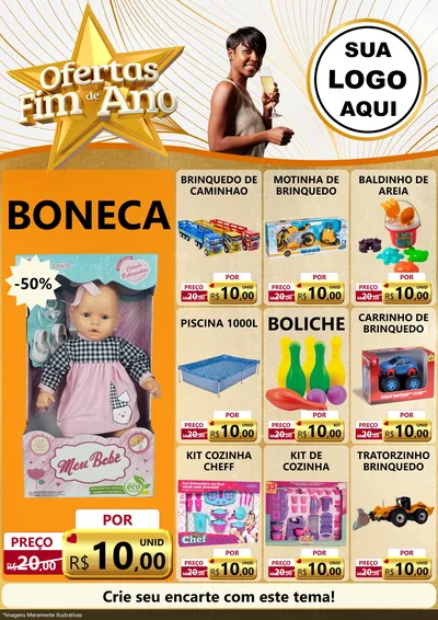Modelo de Encarte para Encarte A4 Vertical com o tema Ofertas Fim de Ano para Brinquedos