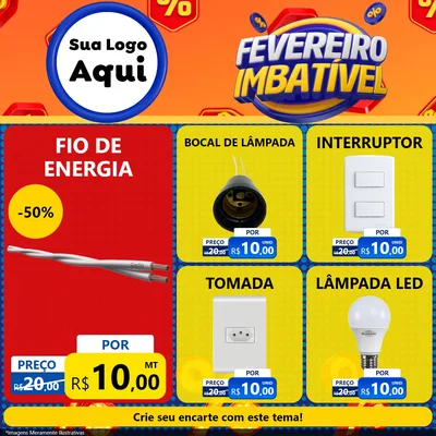 Modelo de Rede Social para Feed Facebook com o tema Fevereiro Imbatível para Materiais Elétricos