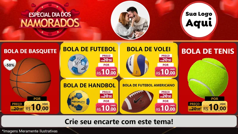 Modelo de TV para TV Horizontal com o tema Especial Dia Dos Namorados para Artigos Esportivos