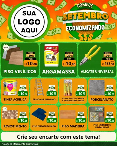 Modelo de Rede Social para Feed Instagram com o tema Comece Setembro Economizando para Material para Construção