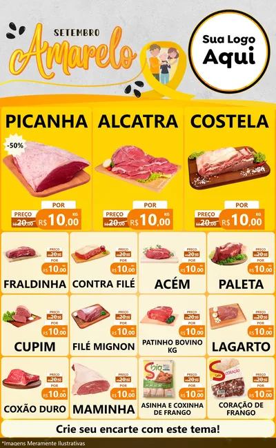 Modelo de Encarte para Encarte Grande com o tema Setembro Amarelo para Açougue