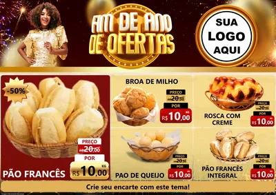 Modelo de Encarte para Encarte A4 Horizontal com o tema Fim de Ano de Ofertas para Padaria
