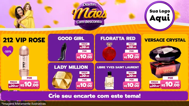 Modelo de TV para TV Horizontal com o tema Dia das Mães com Desconto para Perfumes