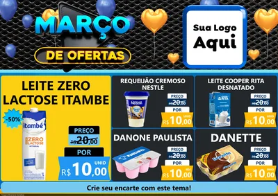 Modelo de Encarte para Encarte A4 Horizontal com o tema Março de Ofertas para Frios e Laticínios