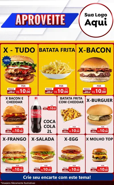 Modelo de Encarte para Encarte Grande com o tema Aproveite para Hamburgueria