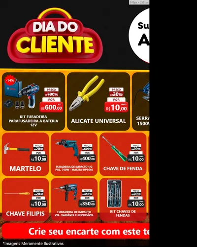 Modelo de Rede Social para Feed Instagram com o tema Dia do Cliente para Maquinas e Ferramentas