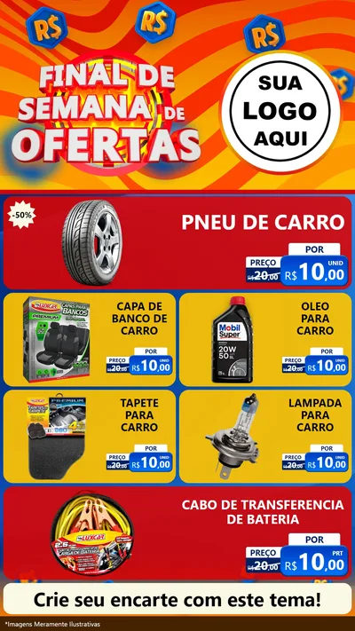 Modelo de TV para TV Vertical com o tema Final de Semana de Ofertas para Auto peças