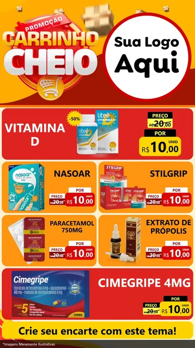 Modelo de TV para TV Vertical com o tema Promoção carrinho cheio para Farmácia