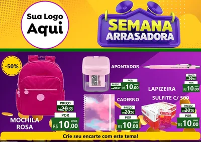 Modelo de Encarte para Encarte A4 Horizontal com o tema Semana Arrasadora para Papelaria