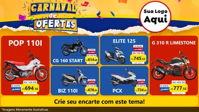 Modelo de TV para TV Horizontal com o tema Carnaval de Ofertas para Concessionaria de Motos